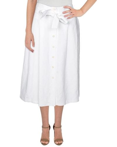 Anne Klein Linen Belted Skirt - White