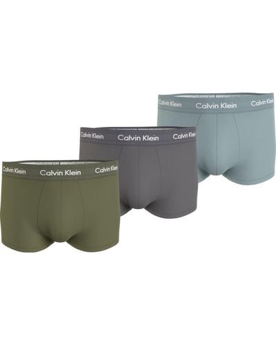 Calvin Klein 3er Pack Boxershorts Low Rise Trunks Baumwolle mit Stretch - Grau