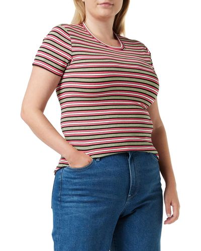 Wrangler S Slim Stripe T-Shirt - Rot