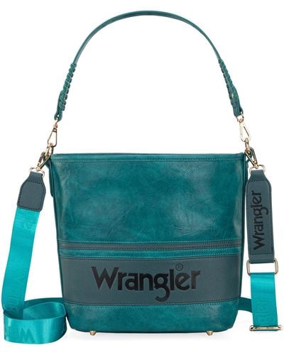 Wrangler Hobo Shoulder Handbag For Weave Bucket Bag - Blue