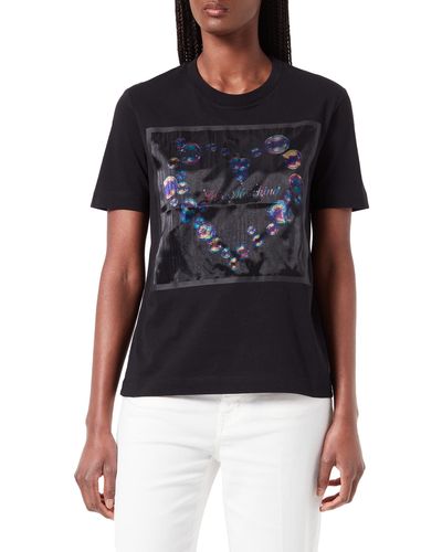 Love Moschino T-shirt With Soap Bubble Heart - Black