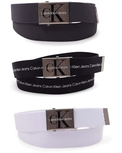 Calvin Klein Casual Military Buckle-adjustable Web Belts-1 Pack And 3 Pack Options - White