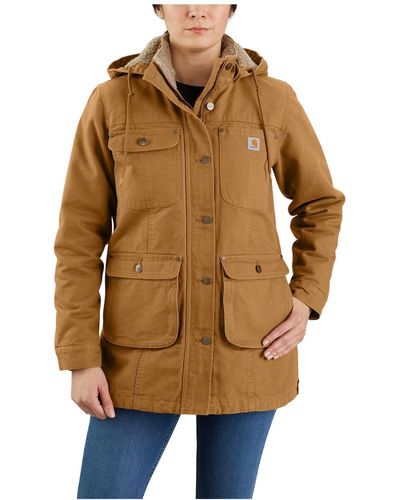 Carhartt Loose Fit Washed Duck Coat - Brown