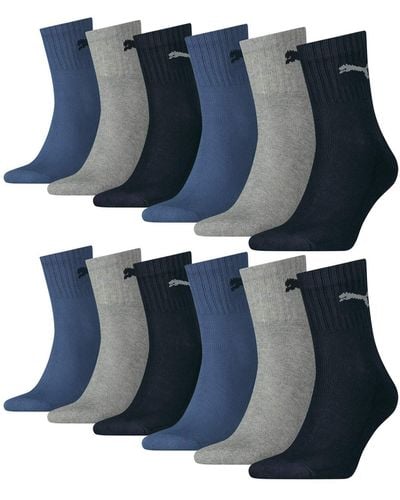 PUMA , calzini sportivi unisex, confezione da 12 pezzi, taglia: 39-42, colore: blu navy/grigio/blu notte