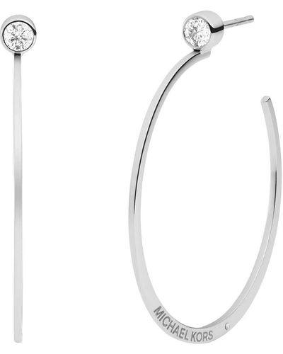 Michael Kors Fashion Stainless Steel Hoop Earring - White