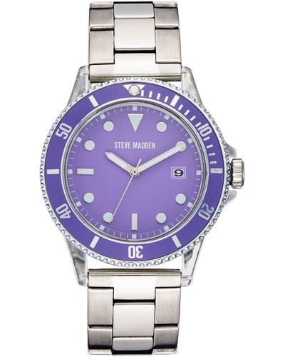 Steve Madden Date Function Bracelet Watch - Purple