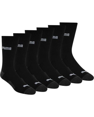 PUMA Mens 6 Pack Crew Socks - Black