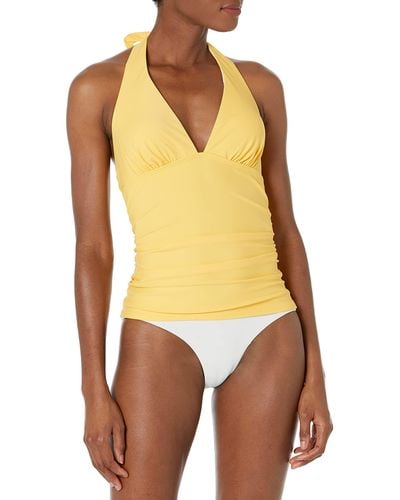 Tommy Hilfiger Womens Swimsuit Tankini Top - Yellow