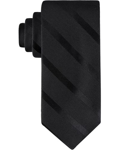 Tommy Hilfiger Classic Solid Textured Stripe Tie Necktie - Black