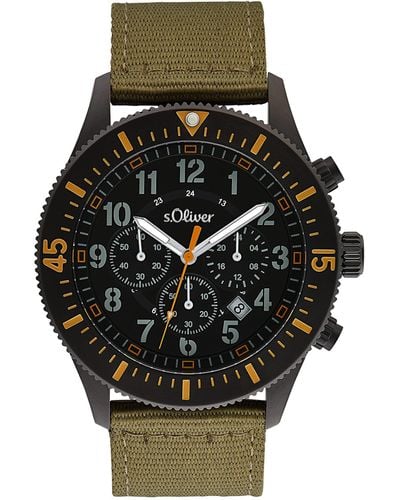 Armbanduhr | mit S.oliver Armband für Nylon 2034602 Edelstahl aus DE Quarz in Lyst Grün Herren -