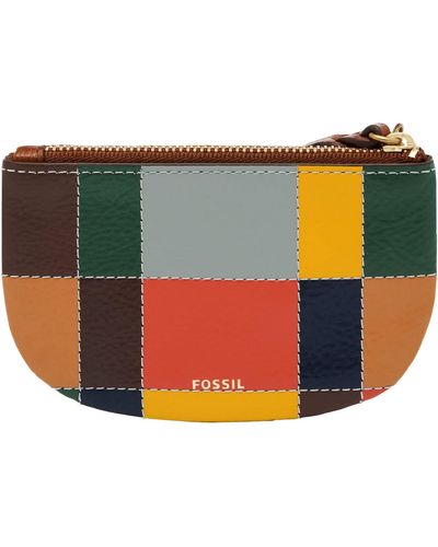 Fossil Polly Zip Pouch Brown Patchwork - Mehrfarbig