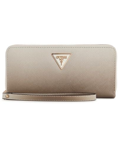 Guess Laurel Large Zip Around Wallet - Natural