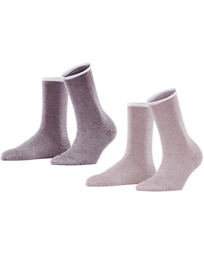 Esprit Socken Allover Stripe 2-Pack Biologische Baumwolle gemustert 2 Paar - Lila