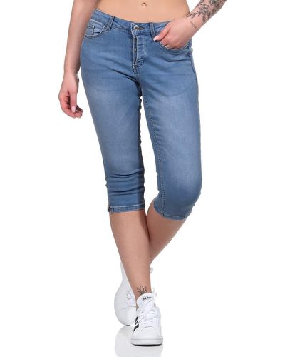 Vero Moda Capri Jeans Shorts Vmseven Jeansbermuda Knielang 10228574 Light Blue Denim XS - Blau
