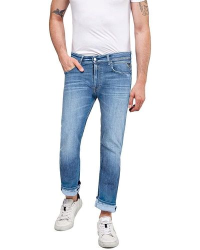 Replay Straight-Jeans GROVER in vielen verschiedenen Waschungen, mit Stretch - Blau