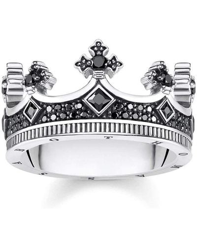 Thomas Sabo Ring Crown Blackened 925 Sterling Silver Tr2208-643-11 - White