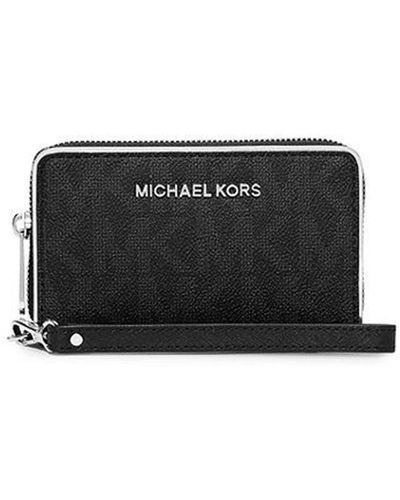 Michael Kors New Authentic Specchio Jet Set Travel Phone Wallet Wristlet Case - Black