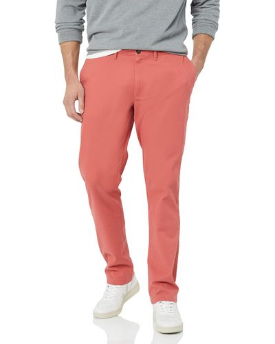 Amazon Essentials Pantaloni Chino Elasticizzati Casual vestibilità Skinny Uomo - Rosso