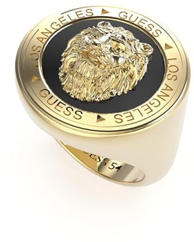 Guess Lion King Gold Lion Coin Ring Jumr01315jwygbk62/jumr01315jwygbk64/jumr01315jwygbk66 - White