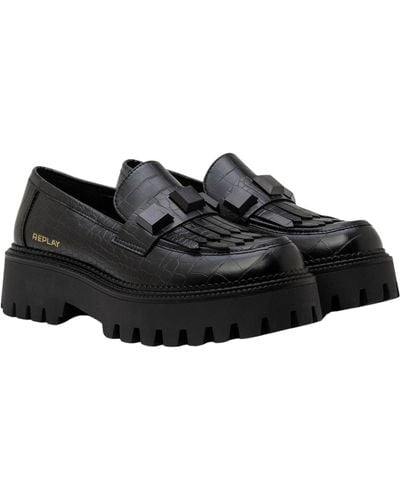 Replay Numb Cocco Moccasin - Black