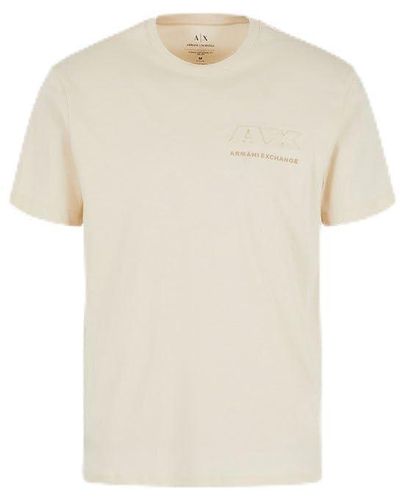 Emporio Armani A|X ARMANI EXCHANGE Baumwolle mit geprägtem Ax-Logo T-Shirt - Natur