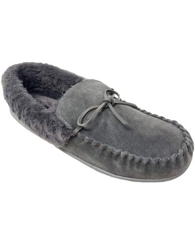 Clarks Faux Fur Lined Moccasin House Shoe Indoor & Outdoor Slipper Grey