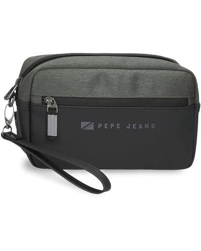 Pepe Jeans Jarvis Green Sac à main 24,5x15x6 cm Polyester avec détails en cuir synthétique - Noir