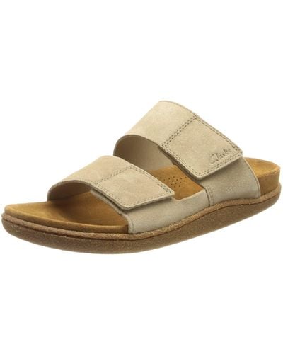 Clarks Pilton Strap Schiebe-Sandalen Sand Suede - Schwarz