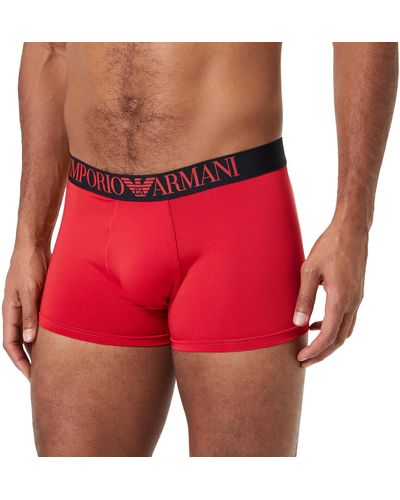 Emporio Armani Underwear Trunk All Over Eagle Microfiber - Rouge