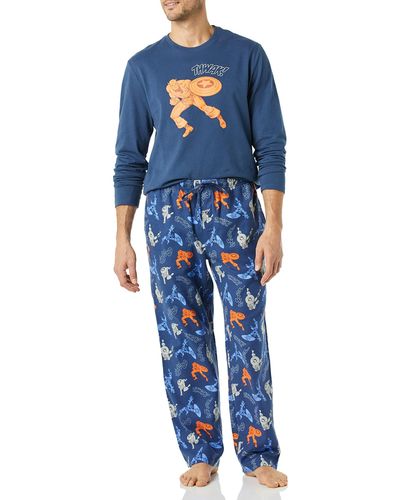 Amazon Essentials Marvel Flannel Pajama Sleep Sets - Blue
