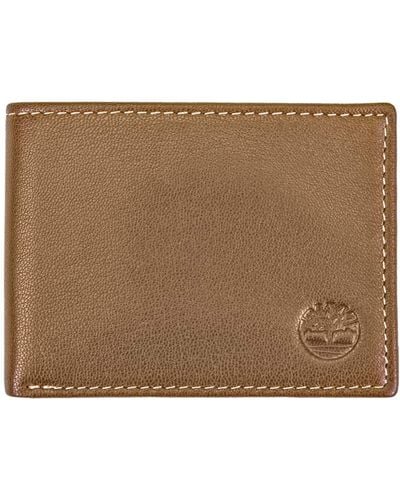 Timberland Leather RFID Blocking Passcase Security Wallet - Marrone