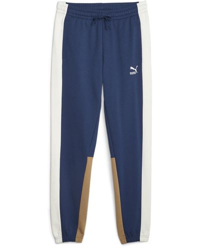 PUMA Pantaloni della Tuta Classics Block da Uomo L Persian Blue Warm White