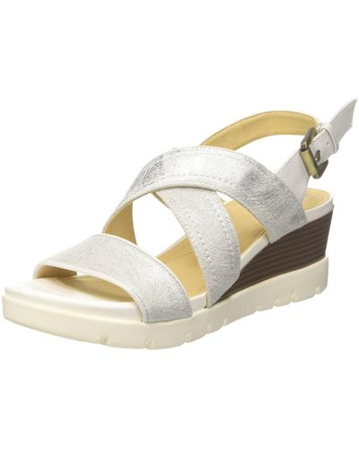 Geox D Marykarmen Plus B, Sandali con Zeppa Donna - Bianco