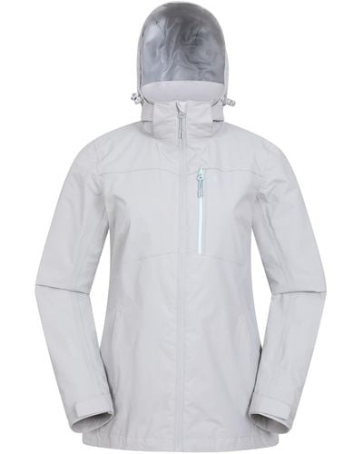 Mountain Warehouse Rainforest S Jacket -waterproof Rain Coat With Pockets & Adjustable Hem - White