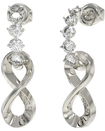 Guess Women's Earrings From The Endless Dream Collection. Jewel Made Of 90% Stainless Steel - 10% Crystal, With Rhodium Finish. - Metallic