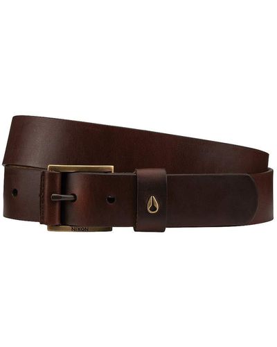Nixon Americana Leather Belt Large Dark Brown - Braun