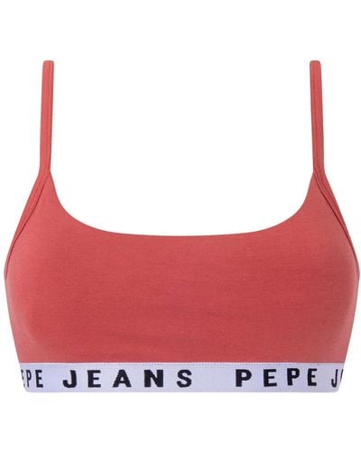 Pepe Jeans Solid Str Brlt Bra - Red