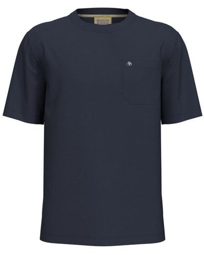 Scotch & Soda Regular Fit Chest Pocket Jersey T-Shirt in Cotone Organico - Blu