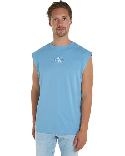 Calvin Klein T-Shirt Monologo Sleeveless Ärmellos - Blau