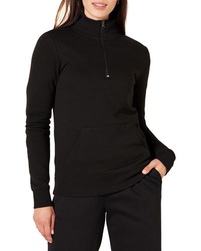 Amazon Essentials Long-Sleeve Lightweight French Terry Fleece Quarter-Zip Top Outerwear-Jackets - Noir