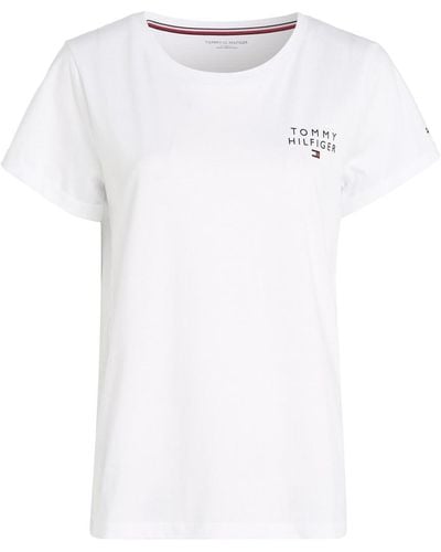 Tommy Hilfiger Mujer Camiseta ga Corta Cuello Redondo - Blanco