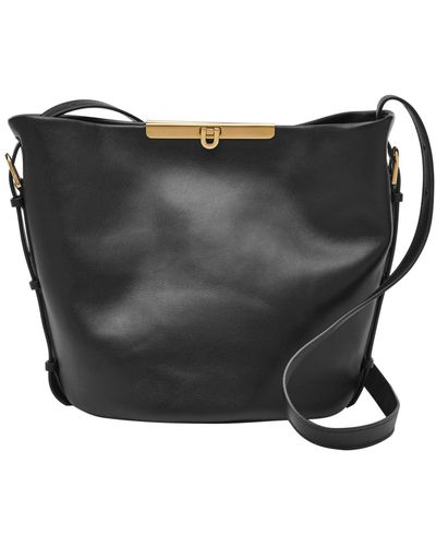 Fossil Penrose Leather Bucket Bag - Black