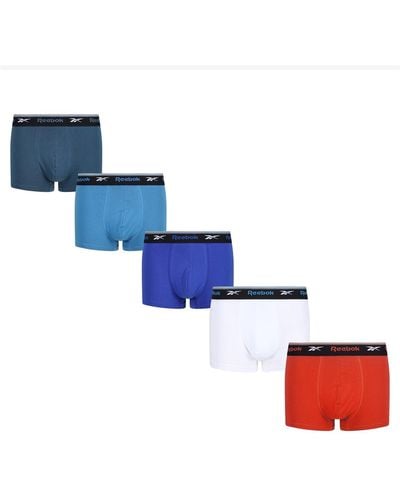 Reebok 5 Pack Logo Boxer Shorts - Blue