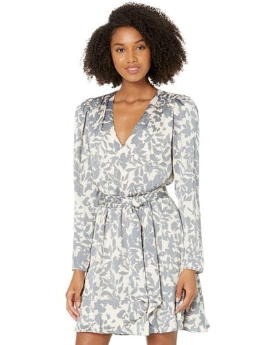 BCBGMAXAZRIA Mini Cocktail Fit And Flare Long Puff Sleeve V Neck Dresses - Multicolor