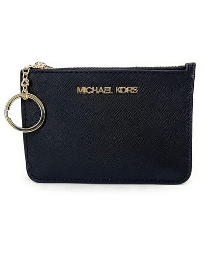 Michael Kors Jet Set Travel Small Top Zip Coin Pouch with ID Holder in Saffiano Leather - Blu