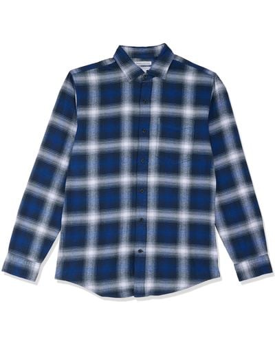 Amazon Essentials Regular-fit Long-sleeve Plaid Flannel Shirt - Blue