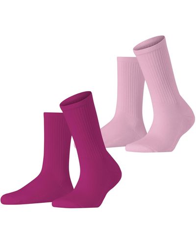 Esprit Socken Basic Tennis 2-Pack W SO Baumwolle einfarbig 2 Paar - Pink