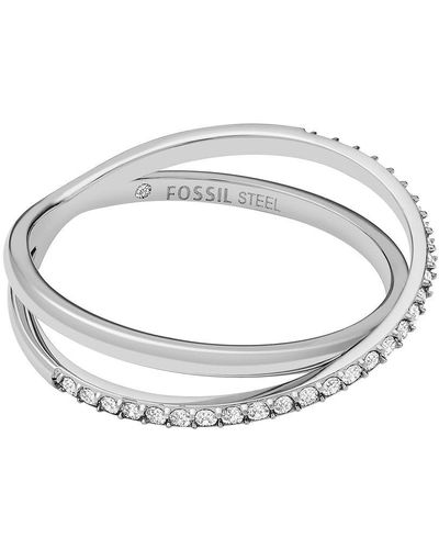 Fossil Ring Sadie All Stacked Up Edelstahlband - Weiß