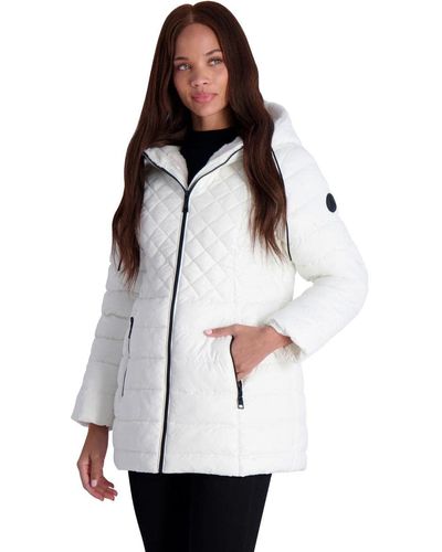 Steve Madden Cosy Lined Glacier Shield Coat For -quilted Winter Jacket - White
