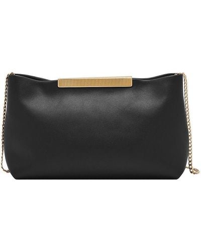 Fossil Penrose Smooth Cowhide Leather Pouch Clutch - Black